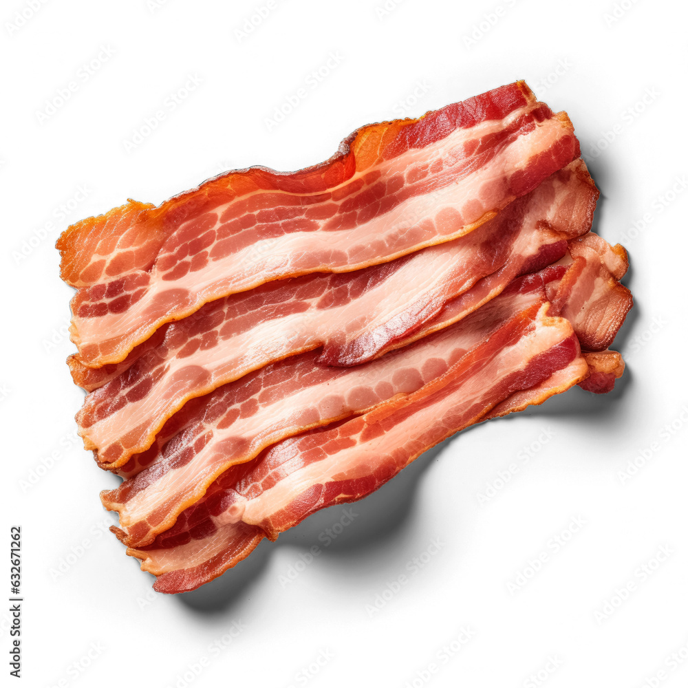 Bacon isolated on transparent background top view Bacon isolated on transparent background top view