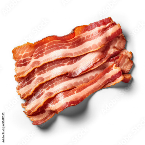 Bacon isolated on transparent background top view 