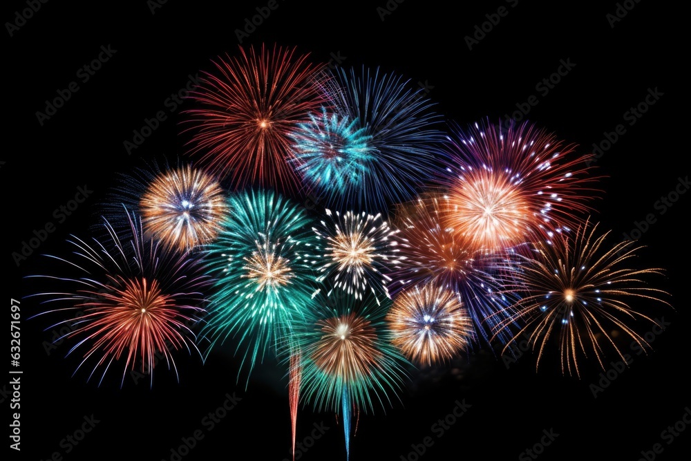 Fireworks - abstract digital illustration on black background Fireworks - abstract digital illustration on black background