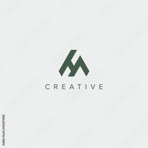 Modern unique letter HM MH logo design template - vector.