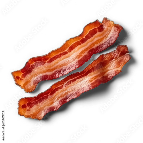 Crispy bacon isolated on transparent background top view 