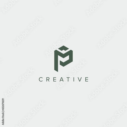 Modern unique letter PM MP logo design template - vector.