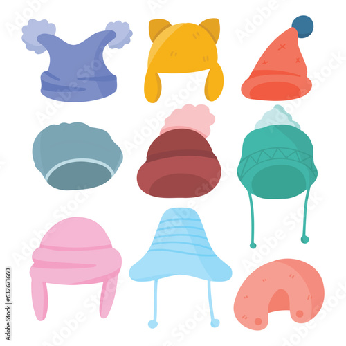Set of winter knitted hat various style