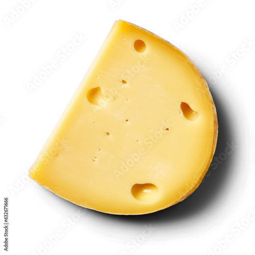 Fontina or provolone cheese isolated on transparent background top view  photo