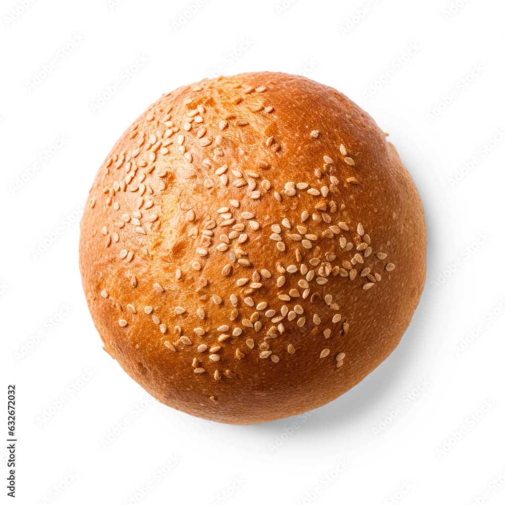 Whole wheat bun isolated on transparent background top view Whole wheat bun isolated on transparent background top view