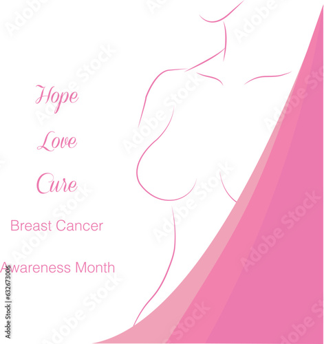 ilustración de un torso de mujer  con texto en color rosa sobre un fondo blanco liso y aislado. Vector photo