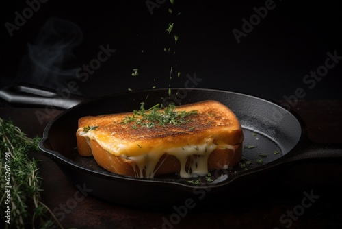 grilled cheese sandwich on black griddle photo