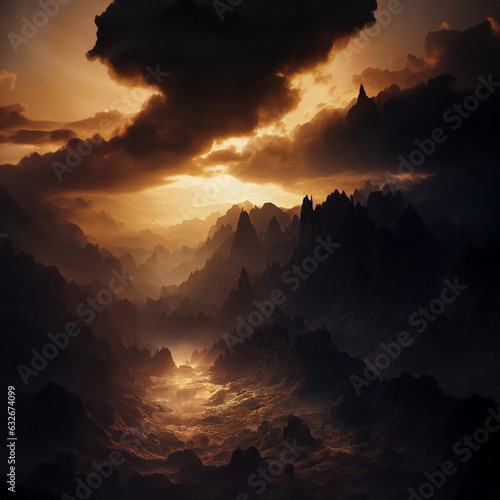 sunset in the mountains