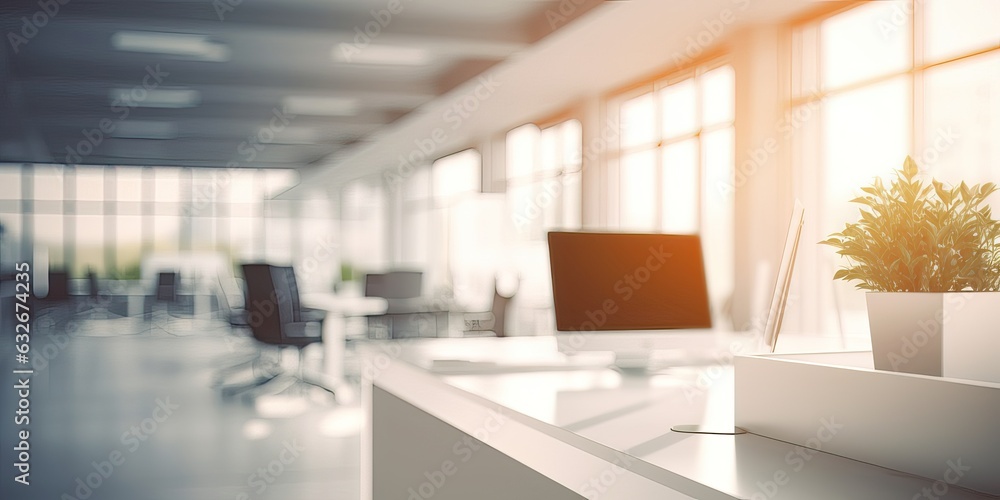 Beautiful blurred background of a light modern office interior with and beautiful lighting Beautiful blurred background of a light modern office interior with and beautiful lighting