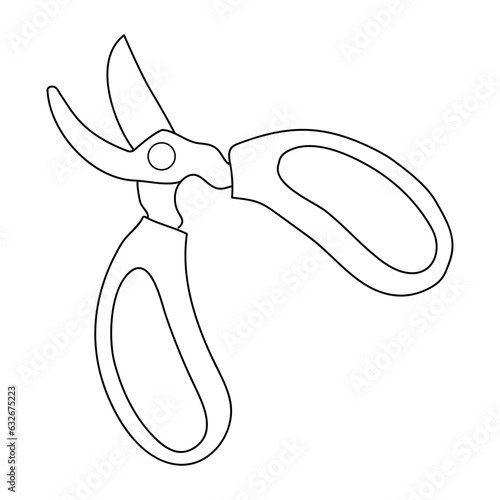 Icon pruner for pruning branches. Garden tools. Vector illustration in doodle style