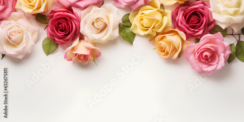 Natural colorful roses background.