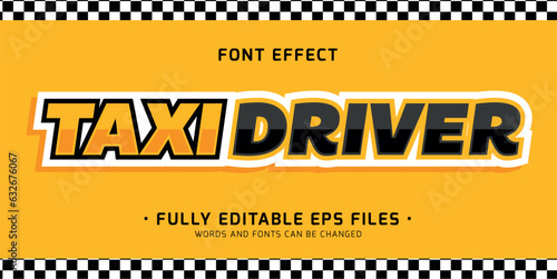 Taxi driver editable vector text effect