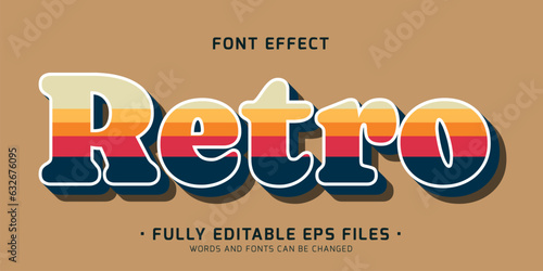 retro vintage text effect, editable 70s and 80s text effect