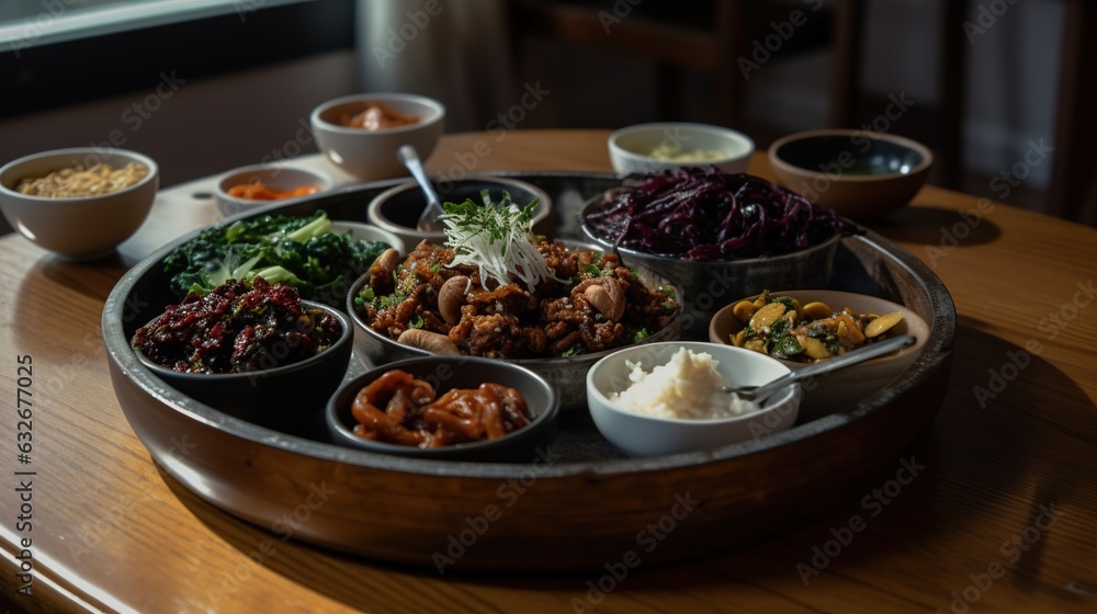 Korean Banchan Delight Vibrant Platter of Assorted Side Dishes, a Flavorful Journey for the Senses