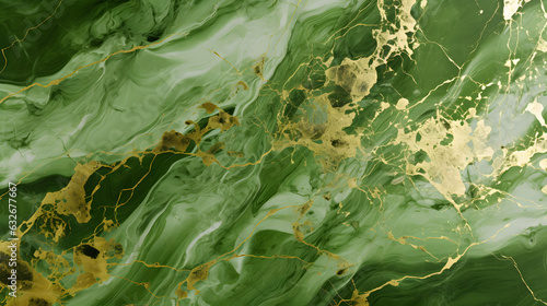Gold and green marbling texture design. Golden marble pattern. genrativ ai