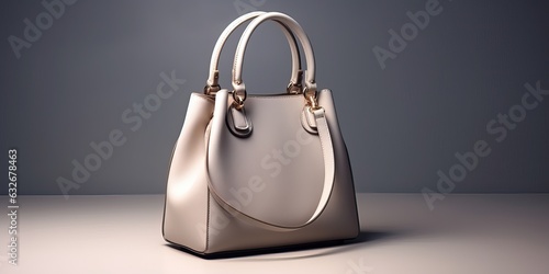 Beautiful trendy smooth youth women's handbag in gray color on a studio background