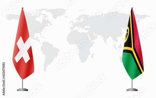 Switzerland and Vanuatu flags for official meeting