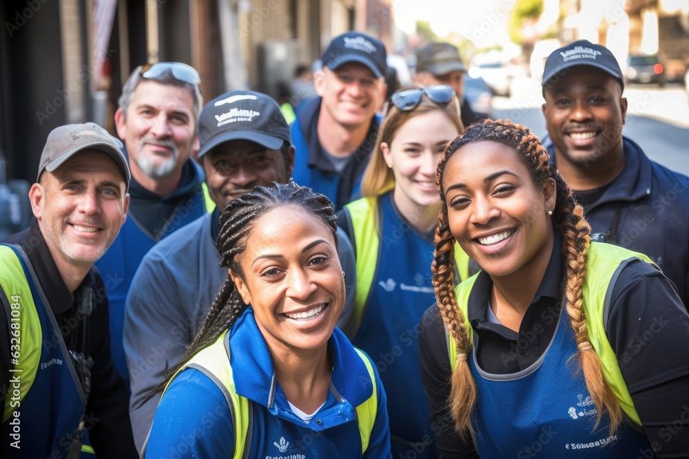 Diverse group of sanitation workers working in New York Diverse group of sanitation workers working in New York