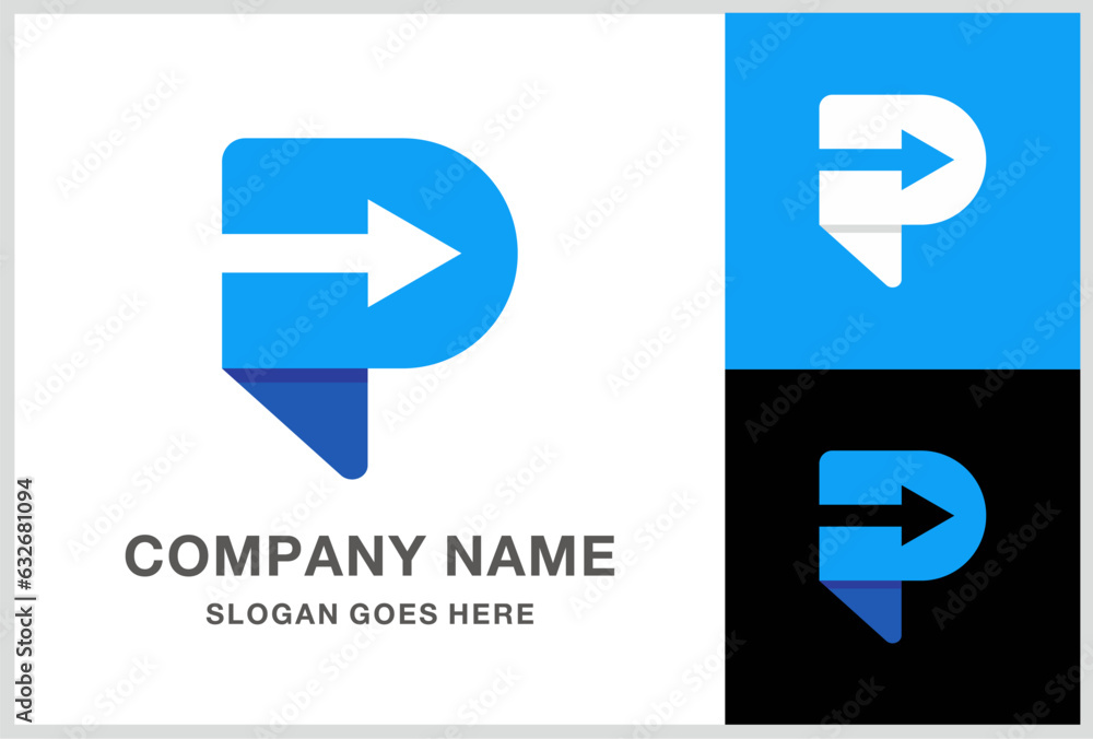 Monogram Letter P Arrow Business Company Stock Vector Logo Design Template	