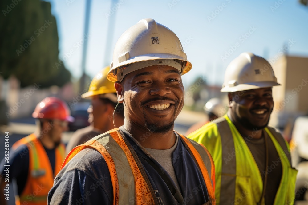 African american construction workers working on a project in California African american construction workers working on a project in California
