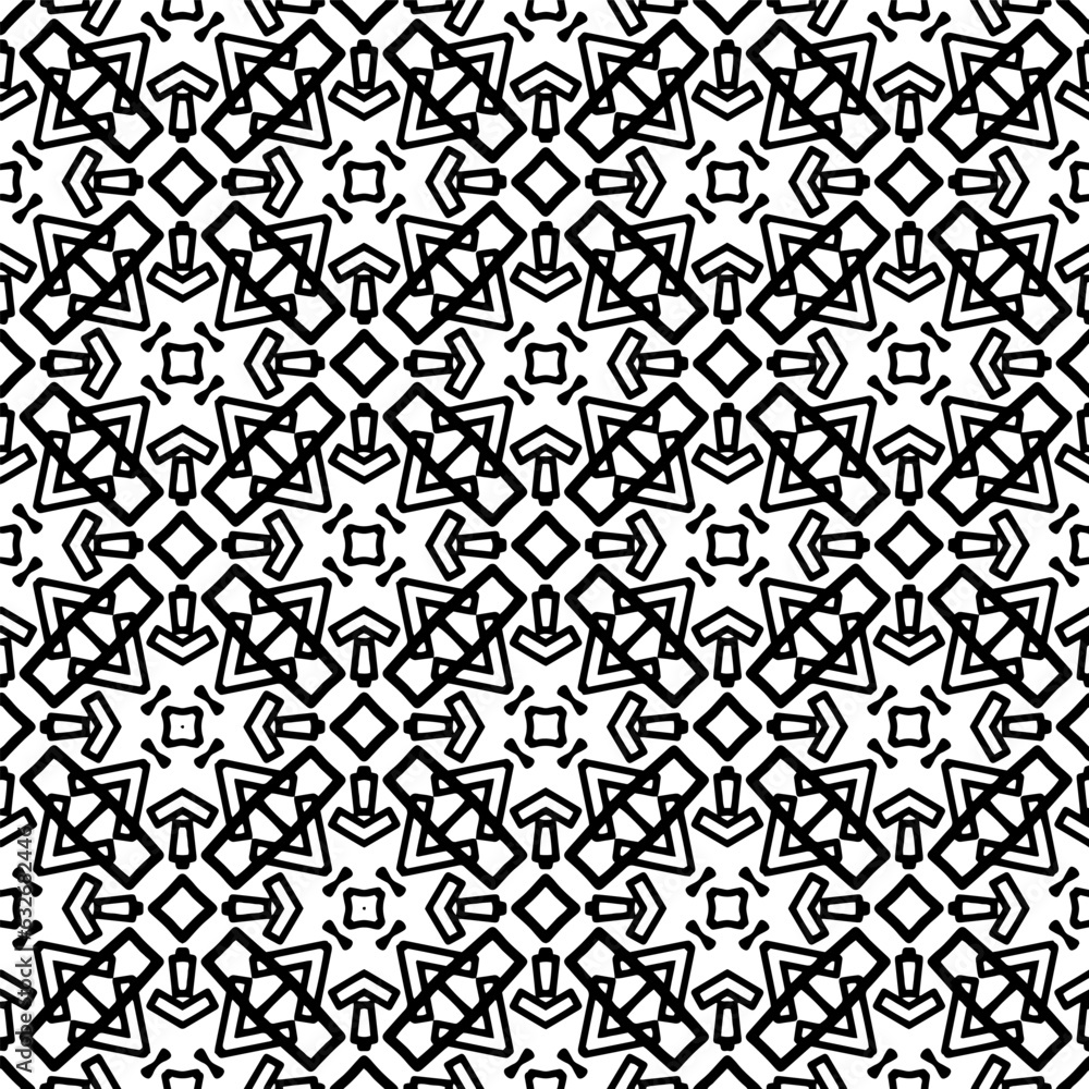Black and white  pattern . Figures ornament.Seamless pattern for fashion, textile design,  on wall paper, wrapping paper, fabrics and home decor.