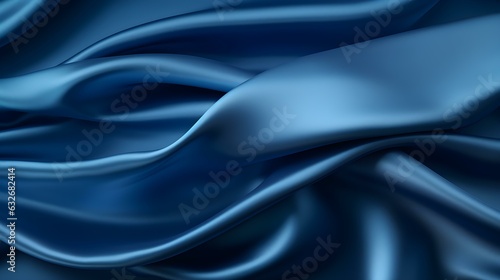 Blue Silk Fabric Texture with Beautiful Waves. Elegant Background for a Luxury Product