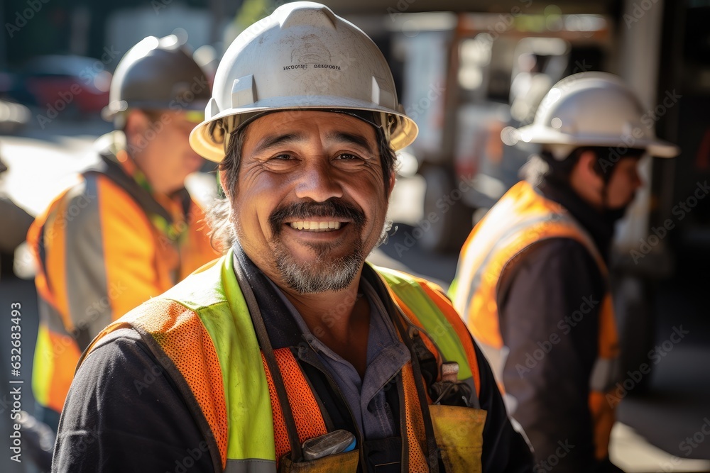 Group of mexican construction workers working on a construction project in Los Angeles Group of mexican construction workers working on a construction project in Los Angeles