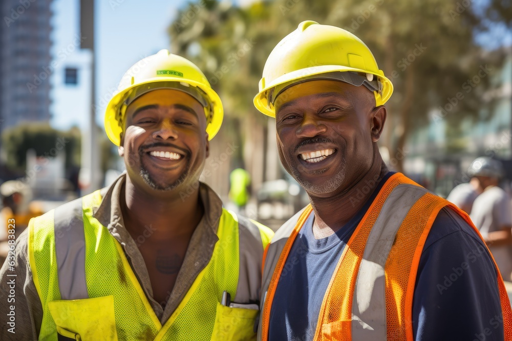 African american construction workers working on a project in California African american construction workers working on a project in California