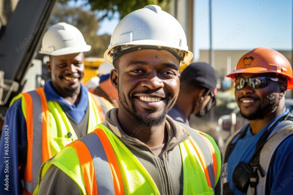 African american construction workers working on a project in California African american construction workers working on a project in California