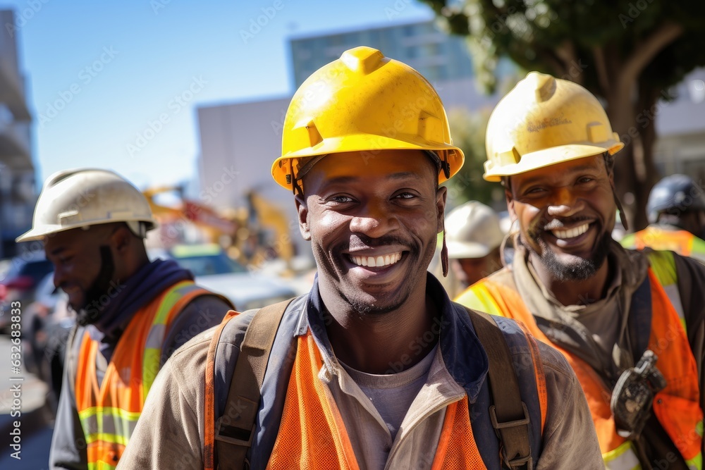 African american construction workers working on a project in California African american construction workers working on a project in California