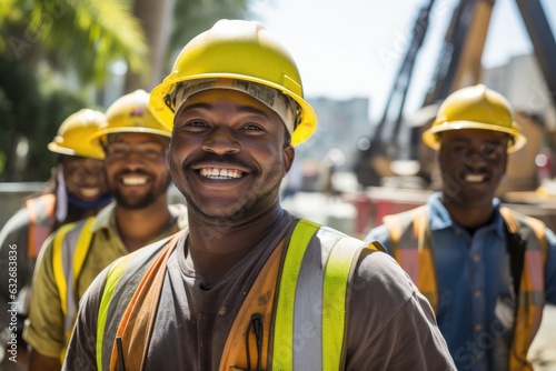 African american construction workers working on a project in California © CojanAI