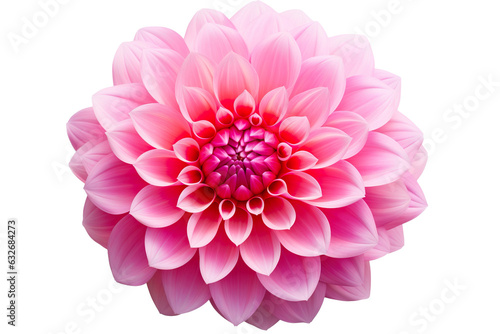 photorealistic close-up of a pink dahlia on white background isolated PNG