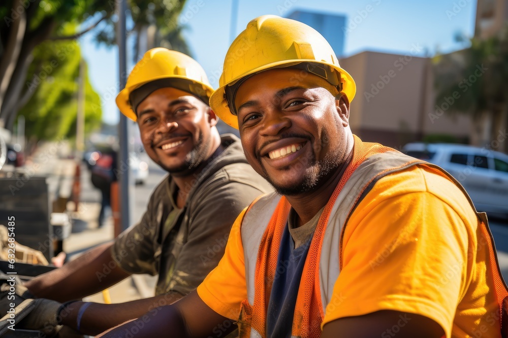 African american construction workers working on a project in California African american construction workers working on a project in California