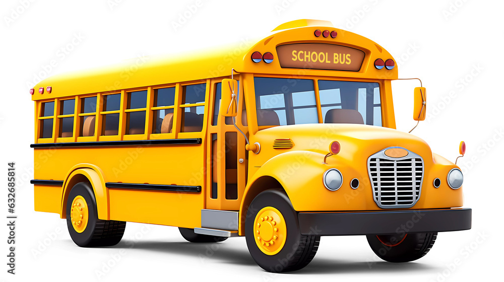 Yellow School Bus 3D Cartoon-Style