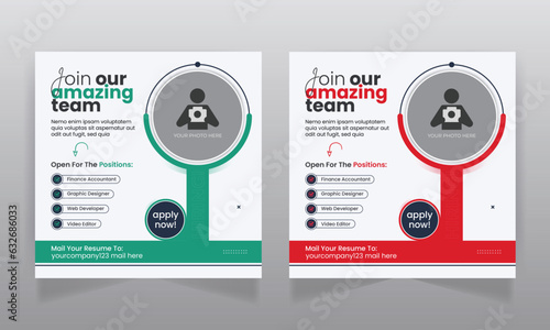 We are hiring job vacancy social media post or square web banner template