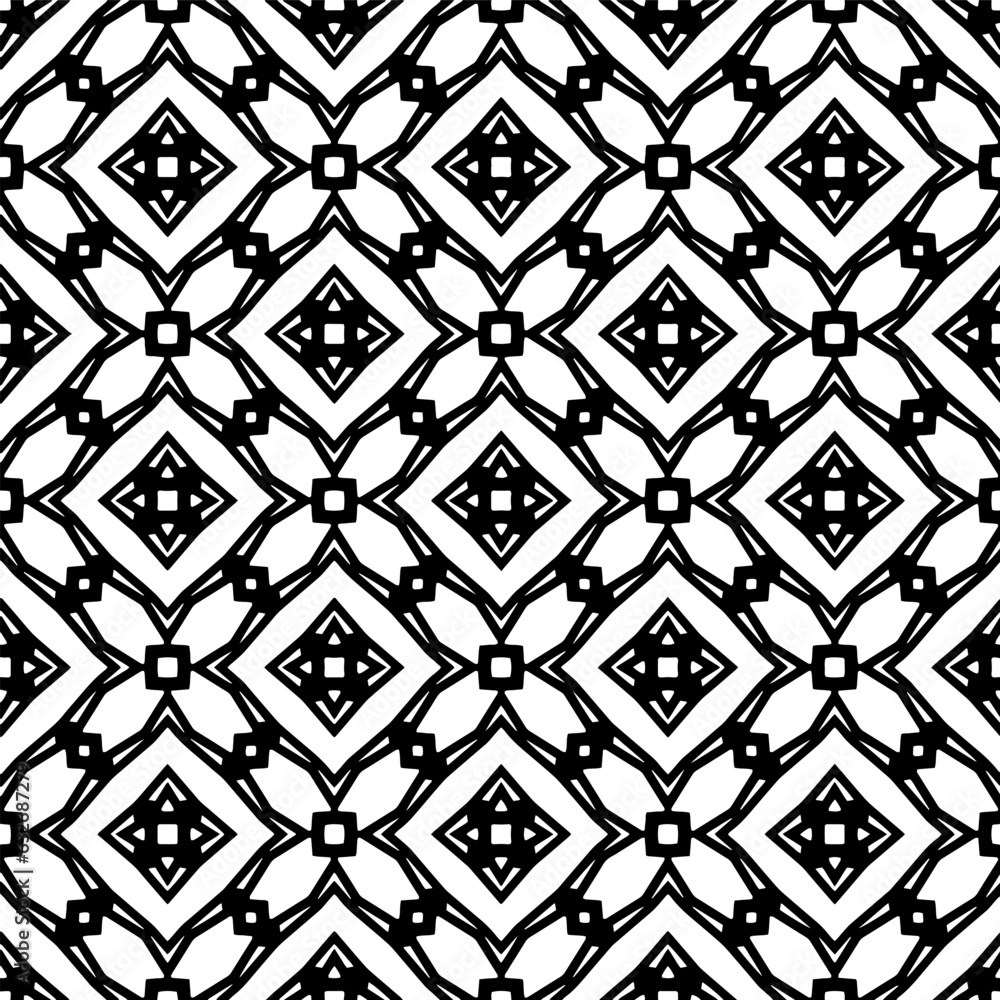 Black and white  pattern . Figures ornament.Seamless pattern for fashion, textile design,  on wall paper, wrapping paper, fabrics and home decor.