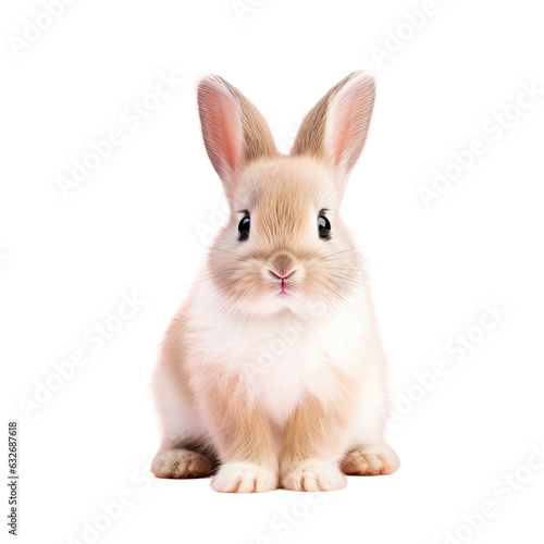 Adorable baby rabbit in a cute pose, seen from the front, on a pink background.