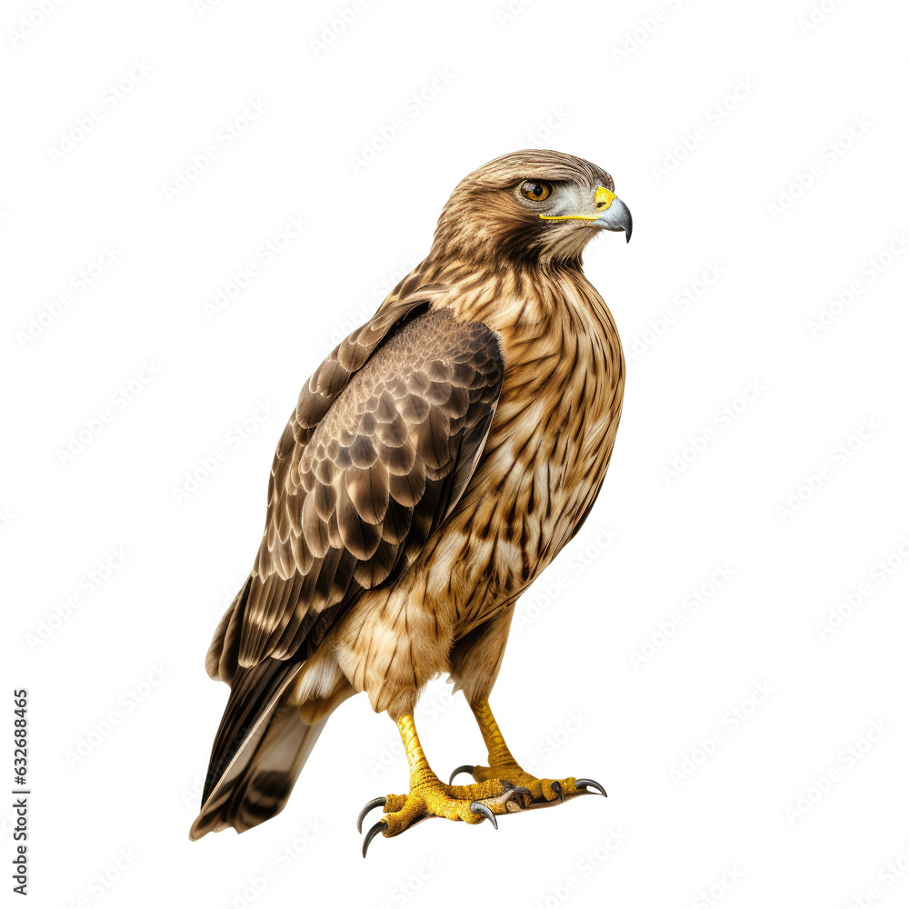 Common buzzard bird, Buteo buteo, seen from the side Common buzzard bird, Buteo buteo, seen from the side