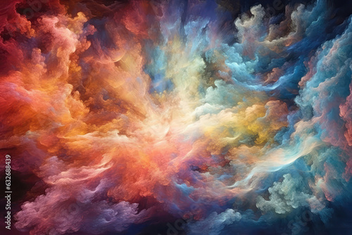 Stunning Nebula With Swirling Clouds Of Colorful Gases. Generative AI