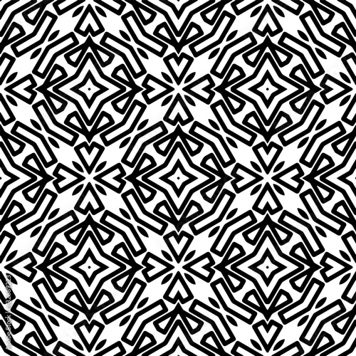 Black and white pattern . Figures ornament.Seamless pattern for fashion, textile design, on wall paper, wrapping paper, fabrics and home decor.