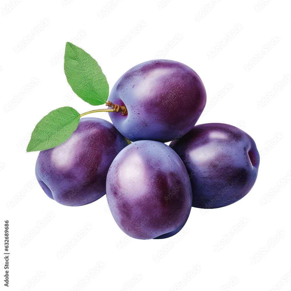 isolated purple plums.