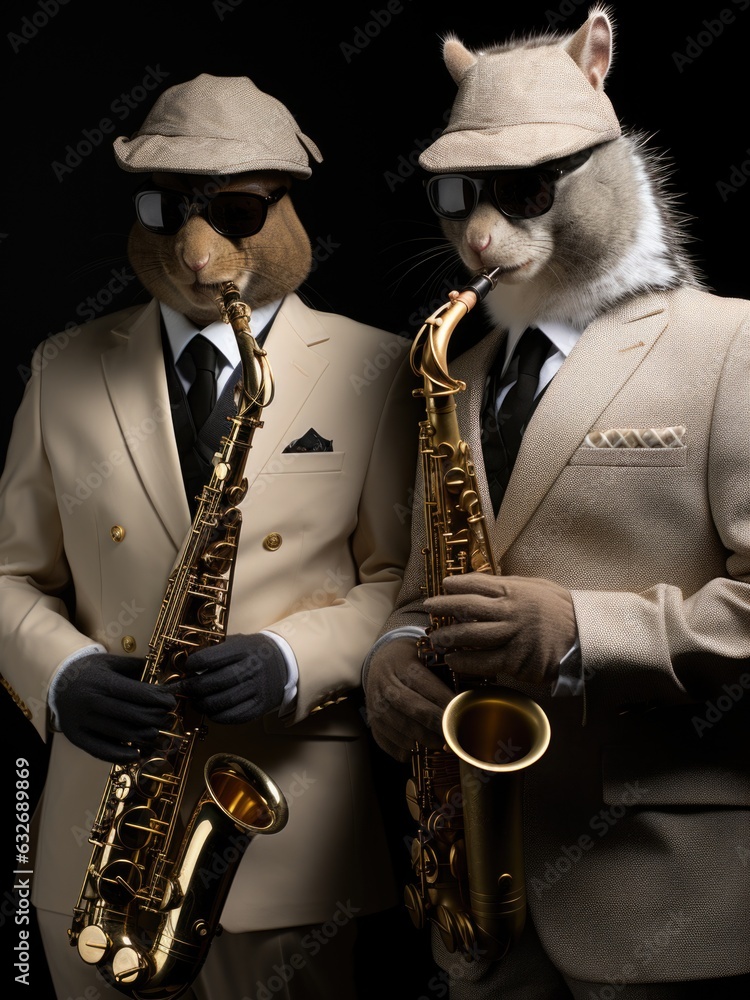 Naklejka premium A couple of animals that are standing next to each other. AI.