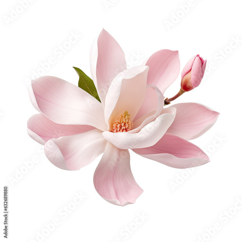 Isolated white background magnolia flower with clipping path.