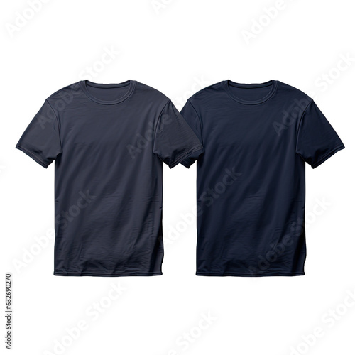 Navy blue Tshirt mockup for design and print, with front and back view.