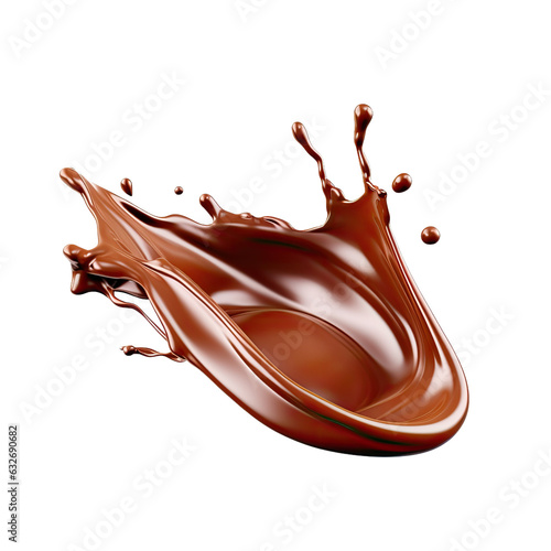 Rendering of 3D chocolate splash with clipping path, isolated.