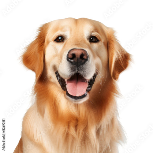 Smiling golden retriever dog in closeup.