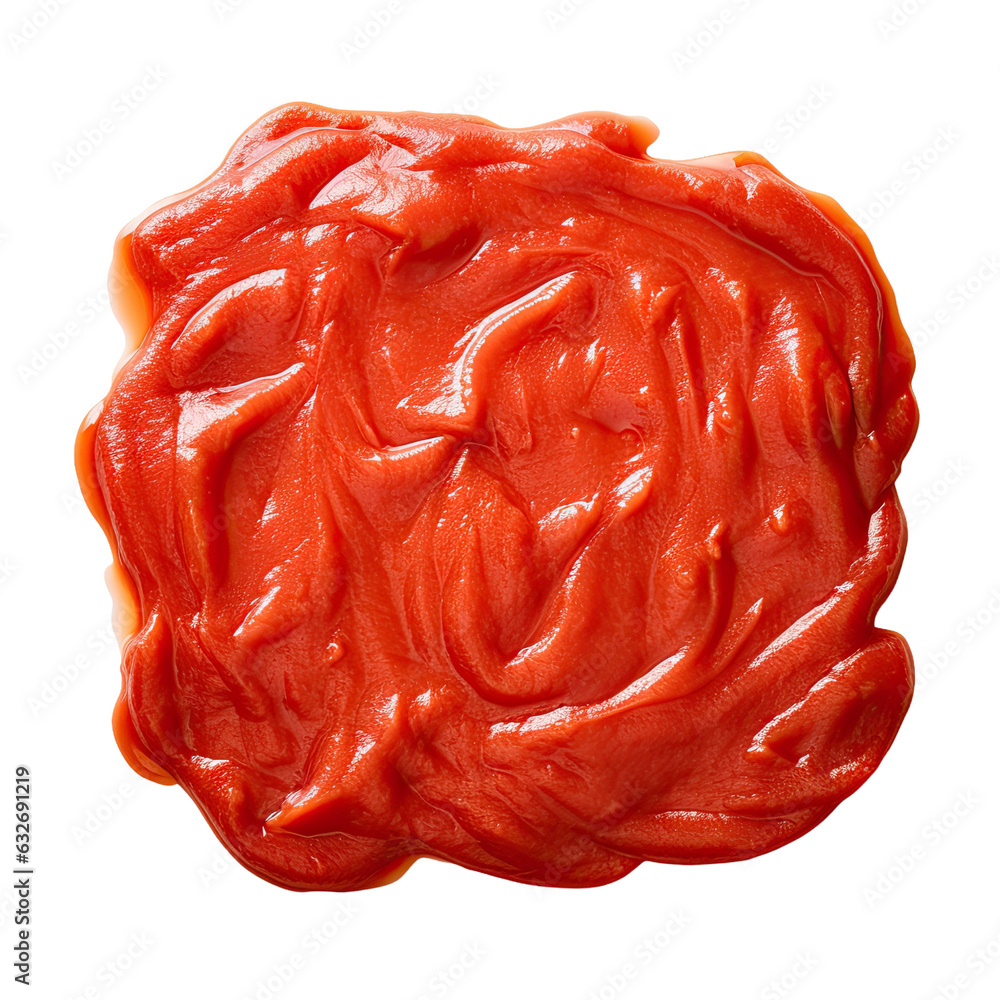 Top view of red tomato sauce on white, used as texture or background. Top view of red tomato sauce on white, used as texture or background.