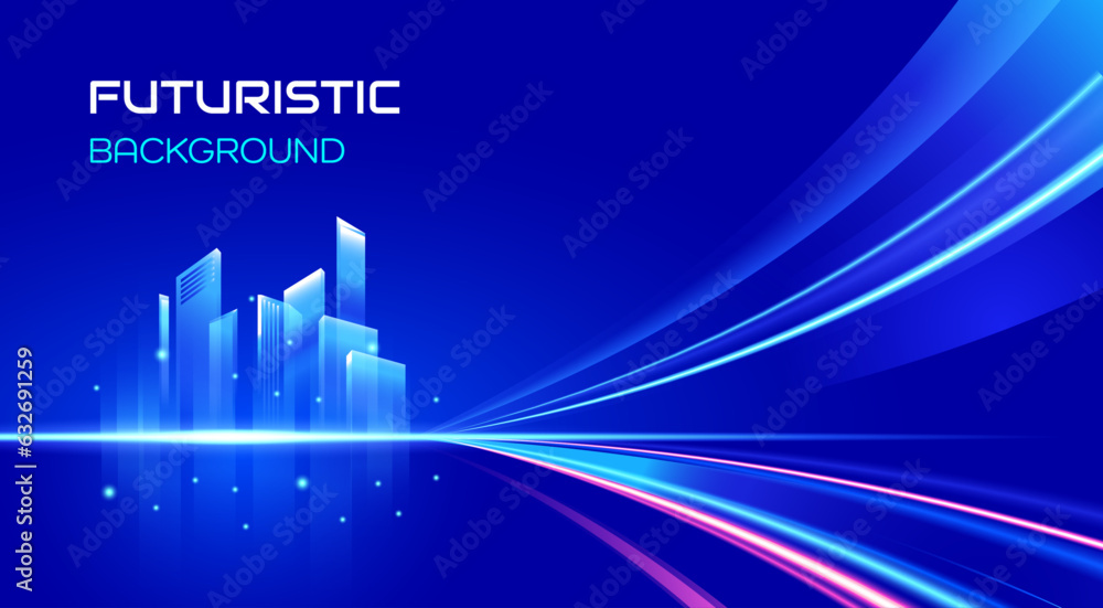 Fototapeta premium Vector bright smart city with technology background