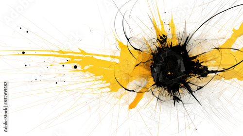 combining sunburst yellow and deep space black in an abstract futuristic texture isolated on a transparent background, generative ai