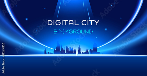 Digital city with speed motion background